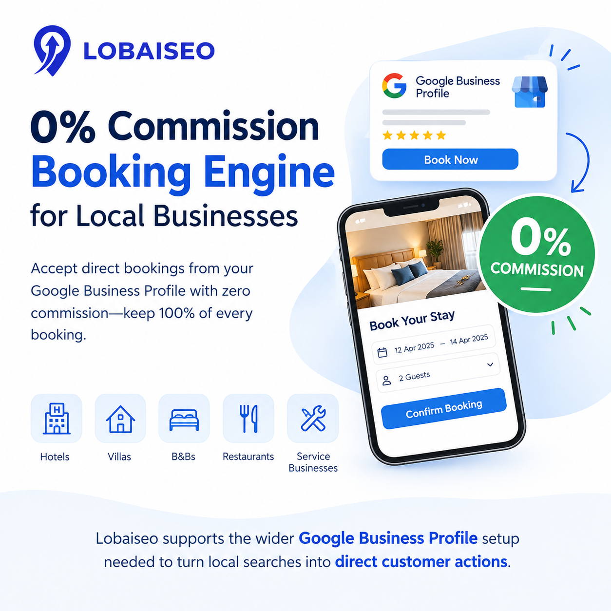 0% Commission Booking Engine for Local Businesses by Lobaiseo